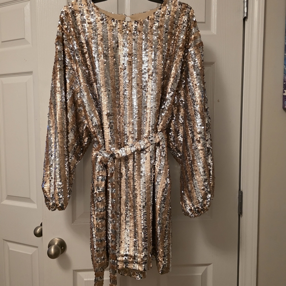 Pink Lily "Diamonds in My Eyes" Striped Sequin Glam Party Dress - Picture 1 of 14